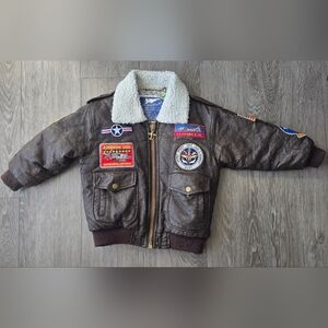 Up And Away Tom Cruise Brown Top Gun A1 Bomber Pilot Jacket Kid Size 6
